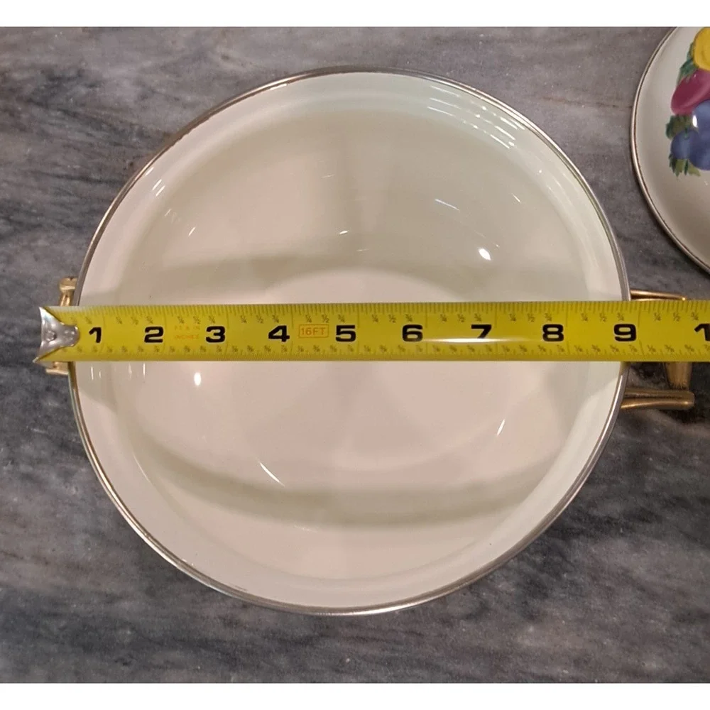 Metro 3 Qt. Enamelware Pot Enamel 3 Quart Pot Dutch Oven Brass Handles Non Stick